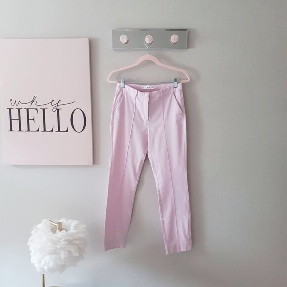 NWT Mango pink linen cotton blend darted trouser pants, 6 - Picture 8 of 12